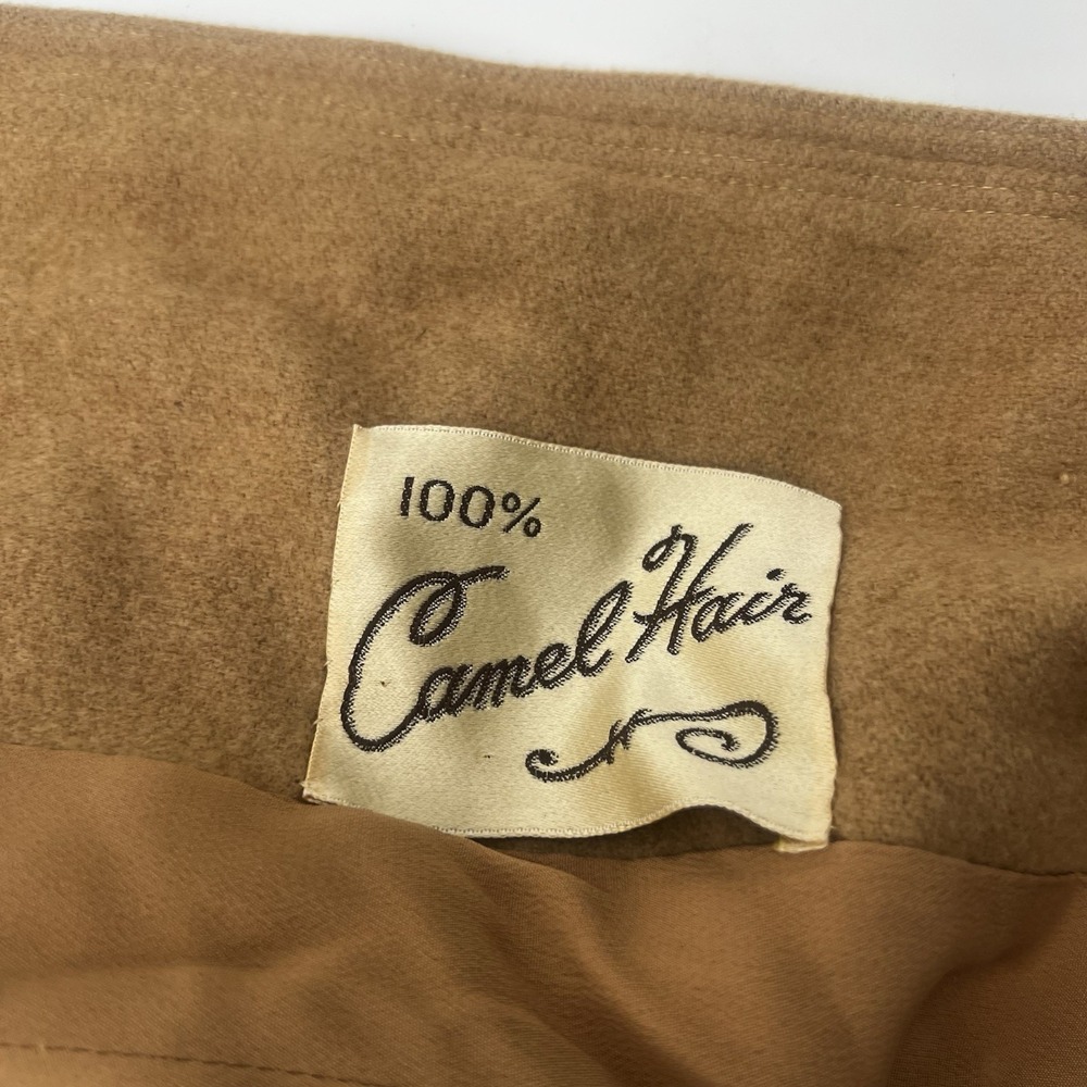 Vintage Saks Fifth Avenue 100% Camel Hair Skirt Suit‎ Tan Cropped Jacket 2pc Set - Picture 7 of 16